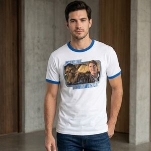 Disney Parks Star Wars Chewie We’re Home Graphic Ringer Tee NWT Medium